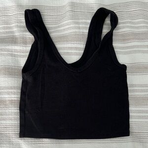 Gray Ribbed Cropped Tank Top